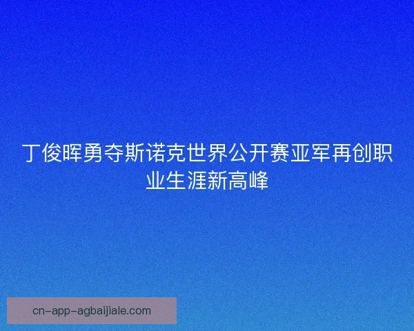 丁俊晖勇夺斯诺克世界公开赛亚军再创职业生涯新高峰 丁俊晖勇夺斯诺克世界公开赛亚军再创职业生涯新高峰