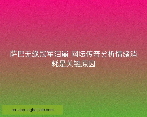 萨巴无缘冠军泪崩 网坛传奇分析情绪消耗是关键原因 萨巴无缘冠军泪崩 网坛传奇分析情绪消耗是关键原因
