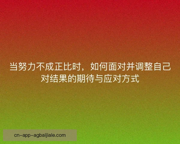 当努力不成正比时，如何面对并调整自己对结果的期待与应对方式